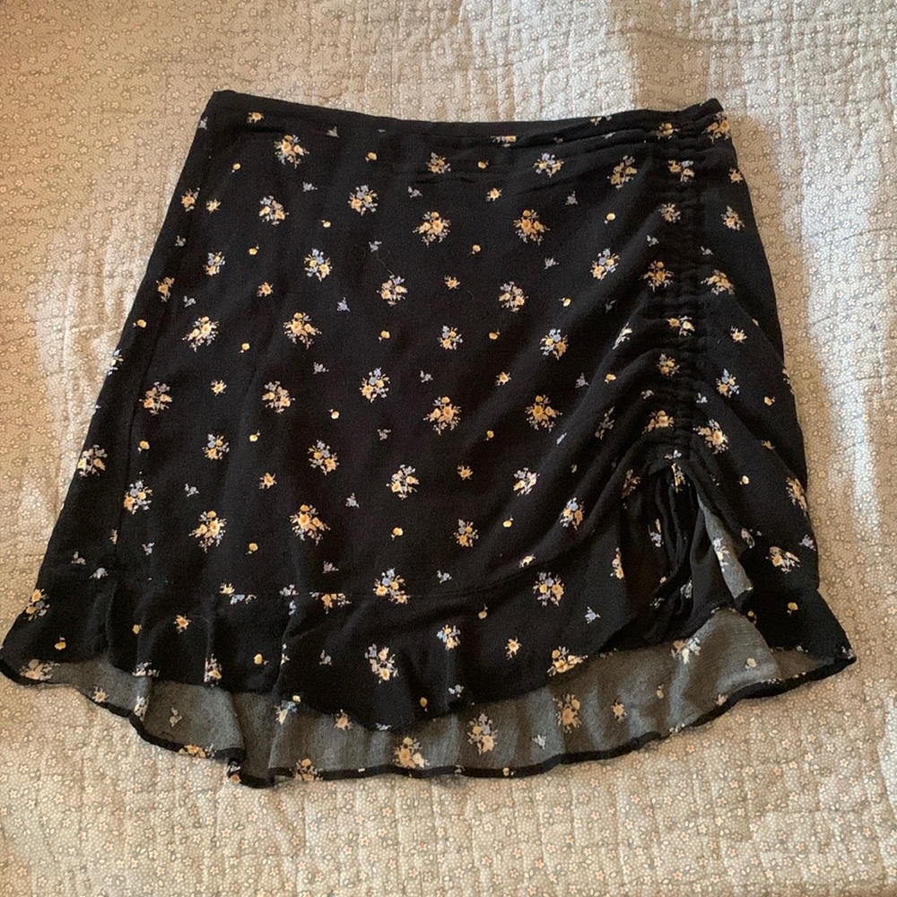 short black floral skirt
